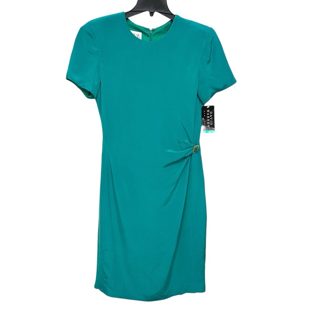 NWT Vintage David Warren New York 100% Silk Emerald Green Dress Size 10 Midi